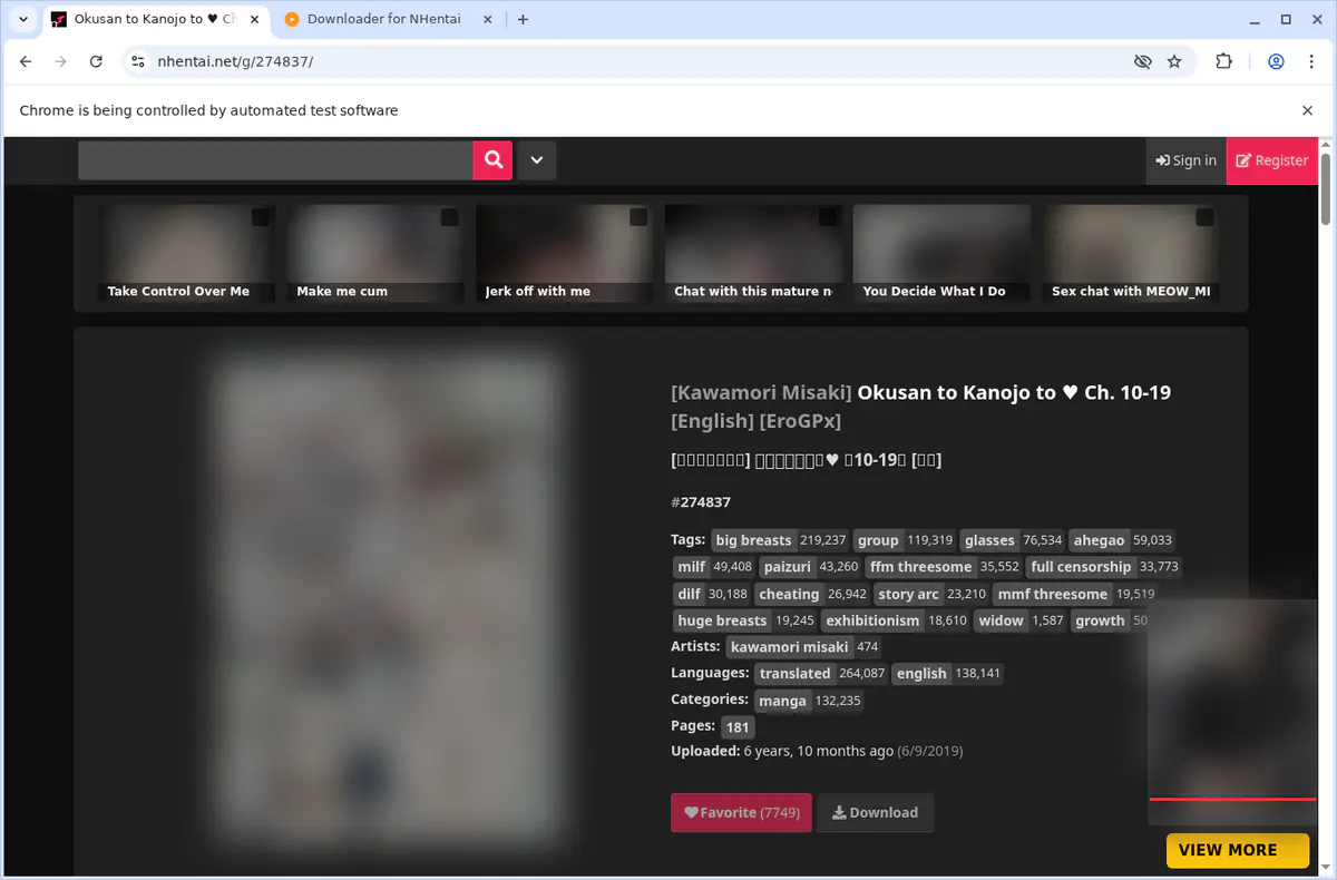 Nhentai Video Downloader browser extension screenshot 3