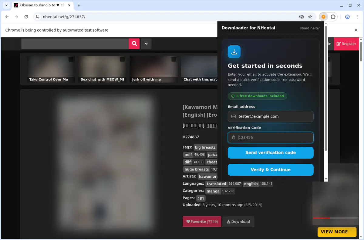 Nhentai Video Downloader browser extension screenshot 5
