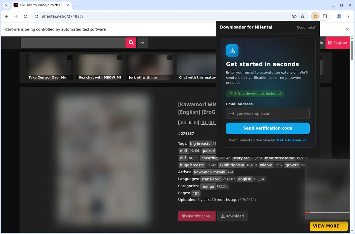 Nhentai Video Downloader browser extension screenshot 6